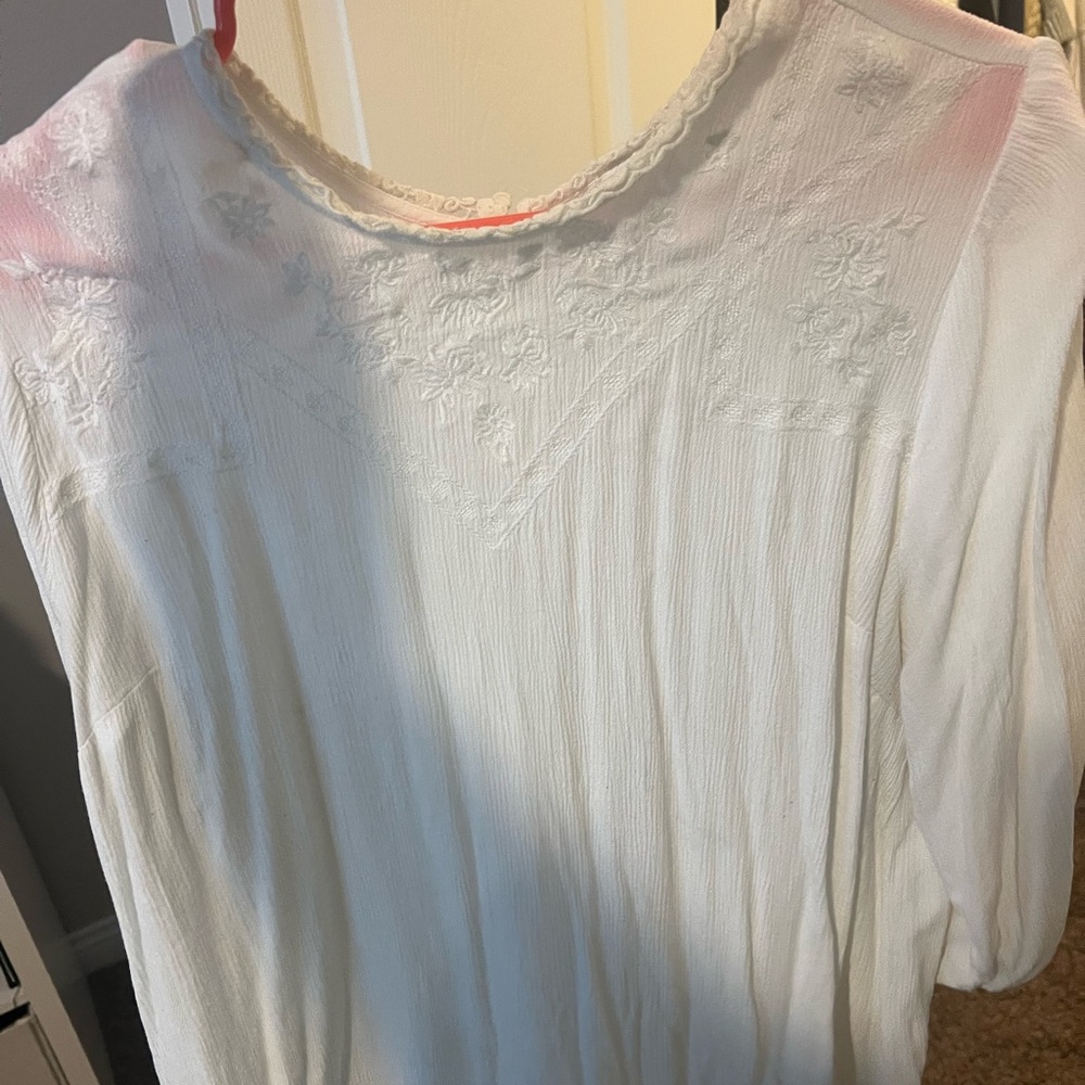 Torrid White Embroidered Blouse